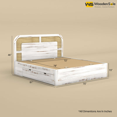 Modern Cane Drawer Storage Bed (King Size, Distress Finish)