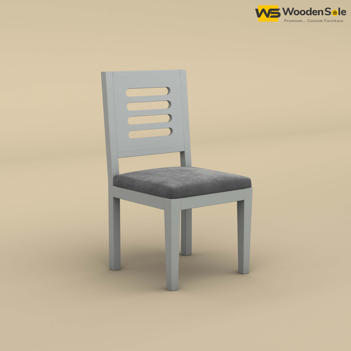 Sheesham Wood Dining Chair with Cushion (Gray Finish)