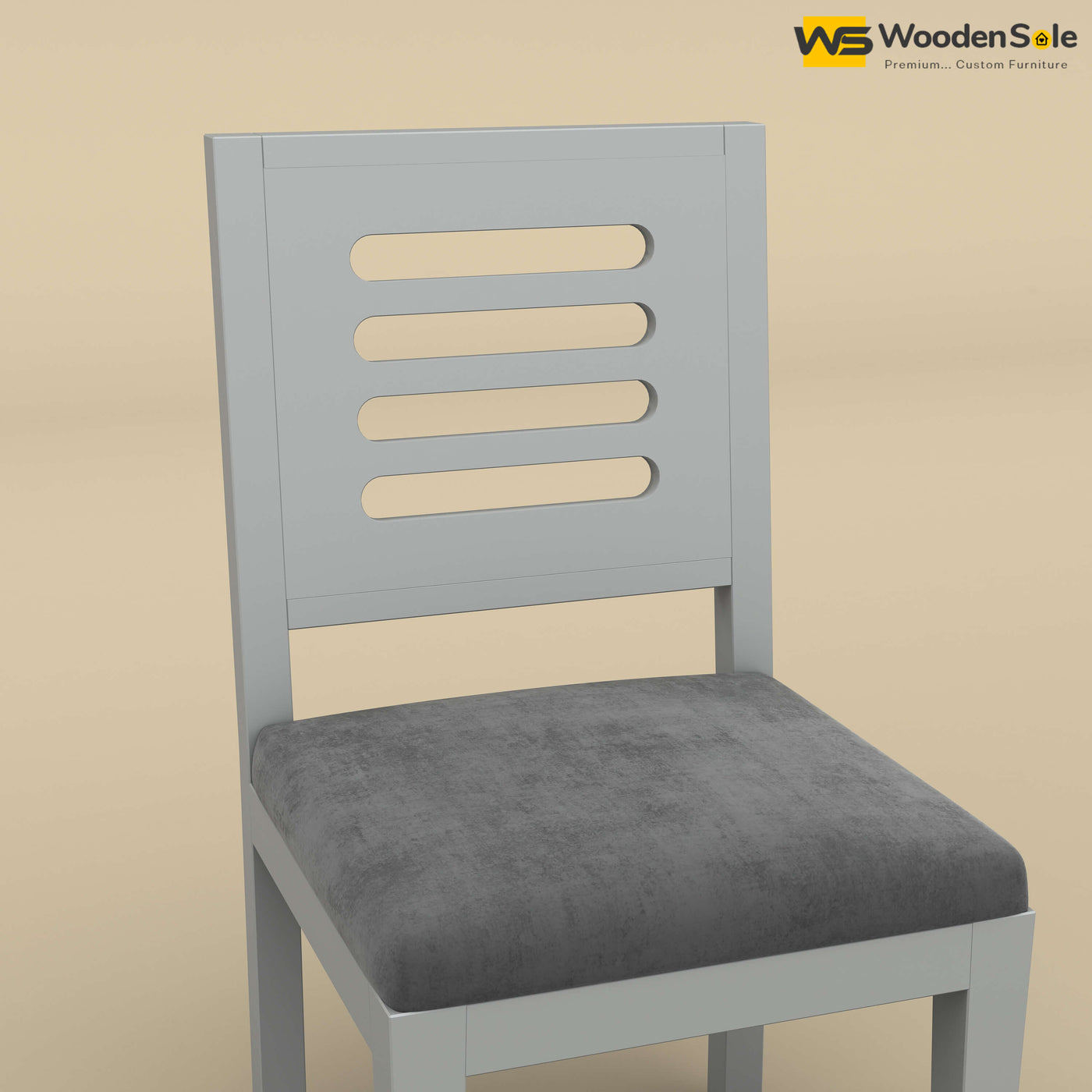 Sheesham Wood Dining Chair with Cushion (Gray Finish)