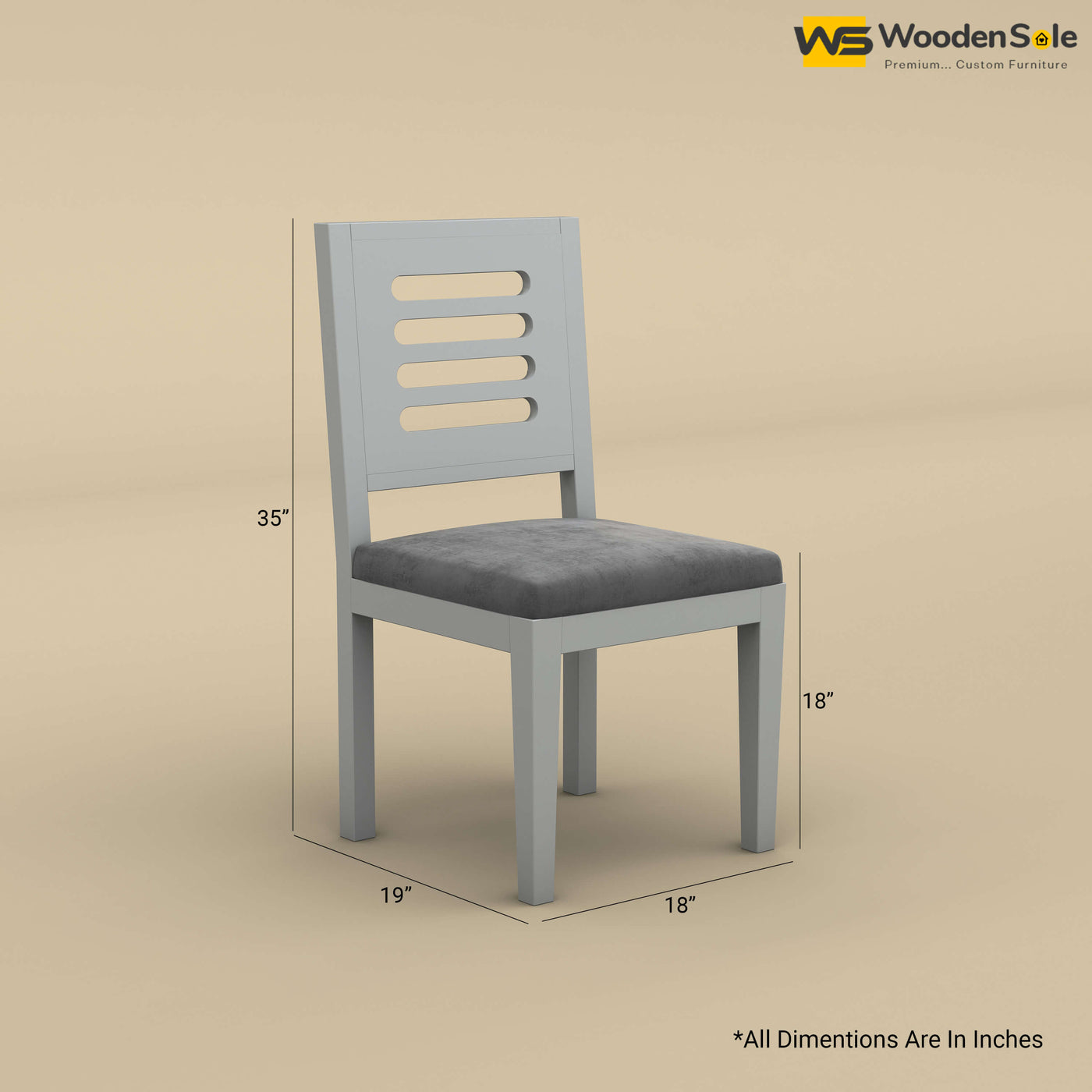 Sheesham Wood Dining Chair with Cushion (Gray Finish)