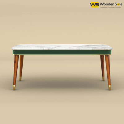 Dublin Marble Top 6 Seater Dining Table (Velvet, Forest Green)