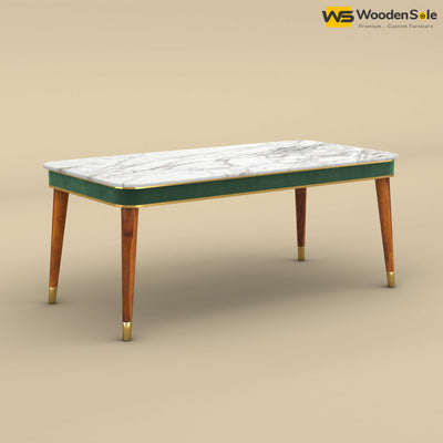 Dublin Marble Top 6 Seater Dining Table (Velvet, Forest Green)