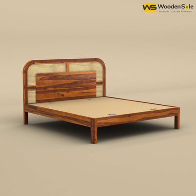 Modern Cane Without Storage Bed (King Size, Honey Finish)