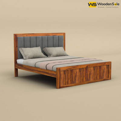 Hamza Without Storage Bed (King Size, Honey Finish)