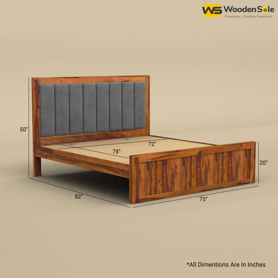 Hamza Without Storage Bed (King Size, Honey Finish)