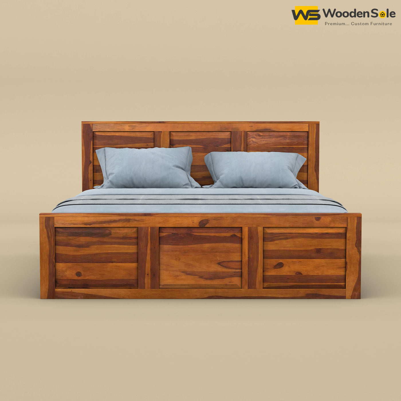 Big Diamond Box Storage Bed (King Size, Honey Finish)