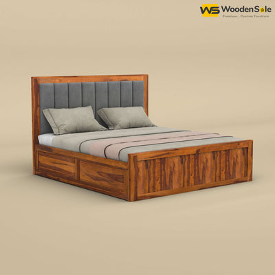 Hamza Box Storage Bed (King Size, Honey Finish)