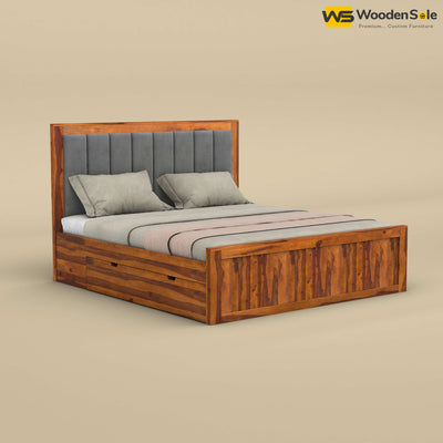 Hamza Drawer Storage Bed (King Size, Honey Finish)