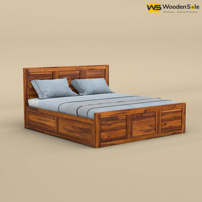 Big Diamond Box Storage Bed (King Size, Honey Finish)