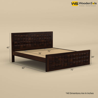 Diamond Without Storage Bed (King Size, Walnut Finish)