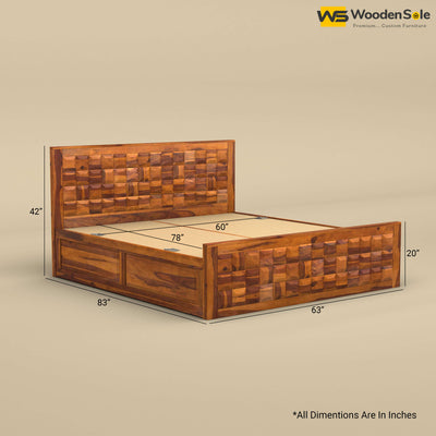 Diamond Box Storage Bed (Queen Size, Honey Finish)