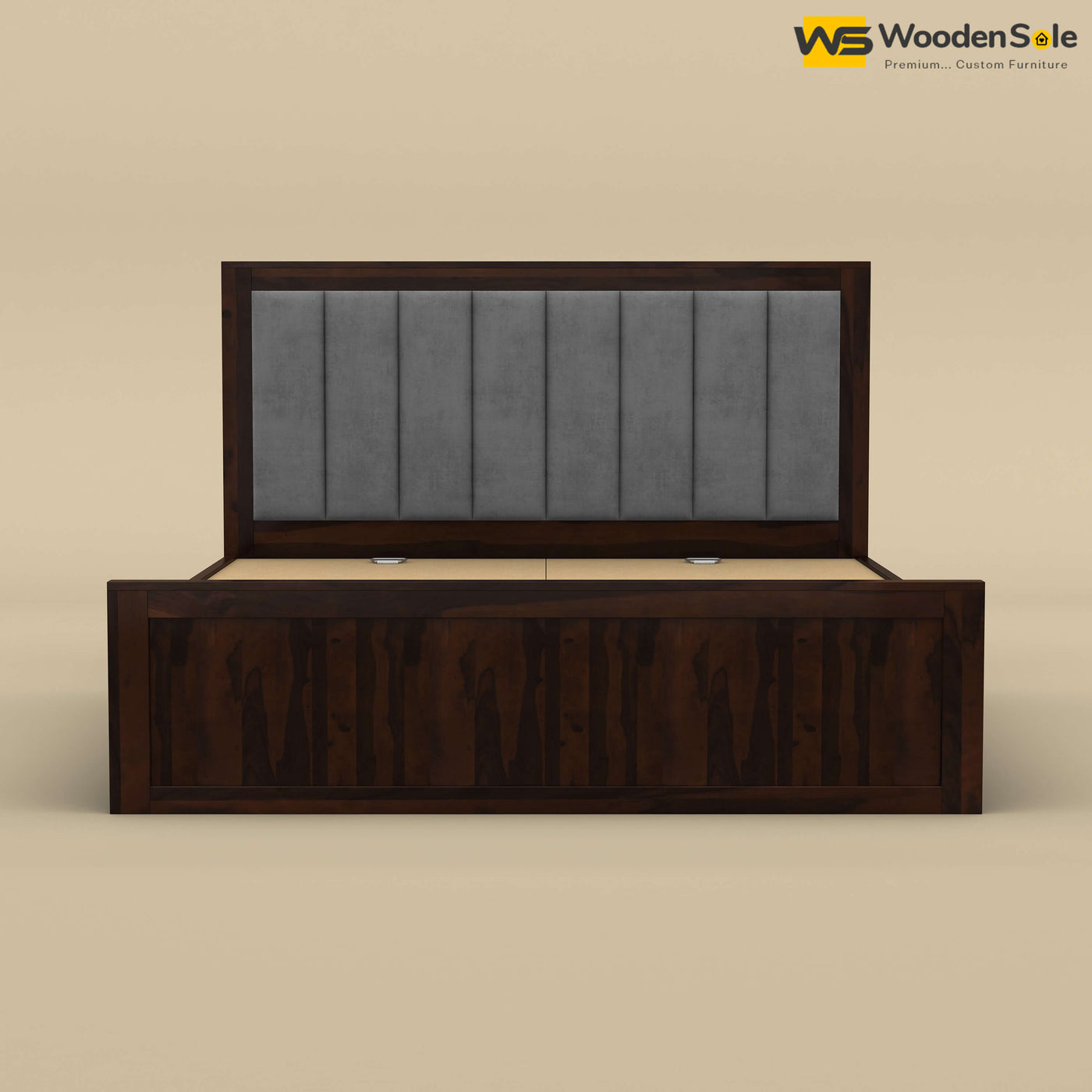 Hamza Without Storage Bed (King Size, Walnut Finish)