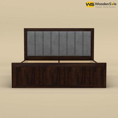 Hamza Box Storage Bed (King Size, Walnut Finish)