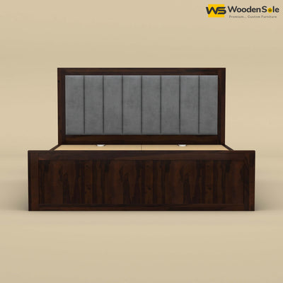 Hamza Drawer Storage Bed (King Size, Walnut Finish)