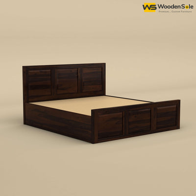 Big Diamond Hydraulic Storage Bed (King Size, Walnut Finish)