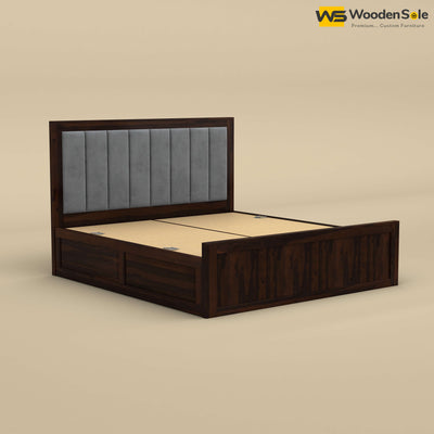 Hamza Box Storage Bed (King Size, Walnut Finish)