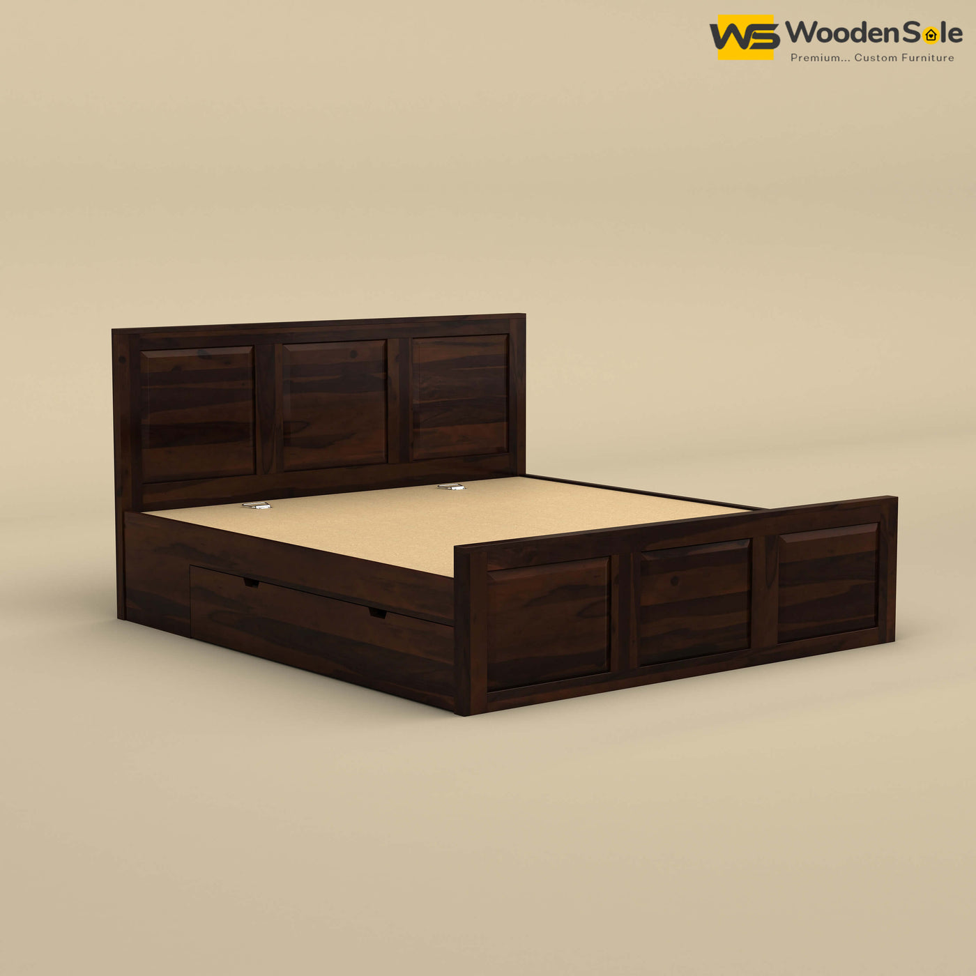 Big Diamond Drawer Storage Bed (King Size, Walnut Finish)