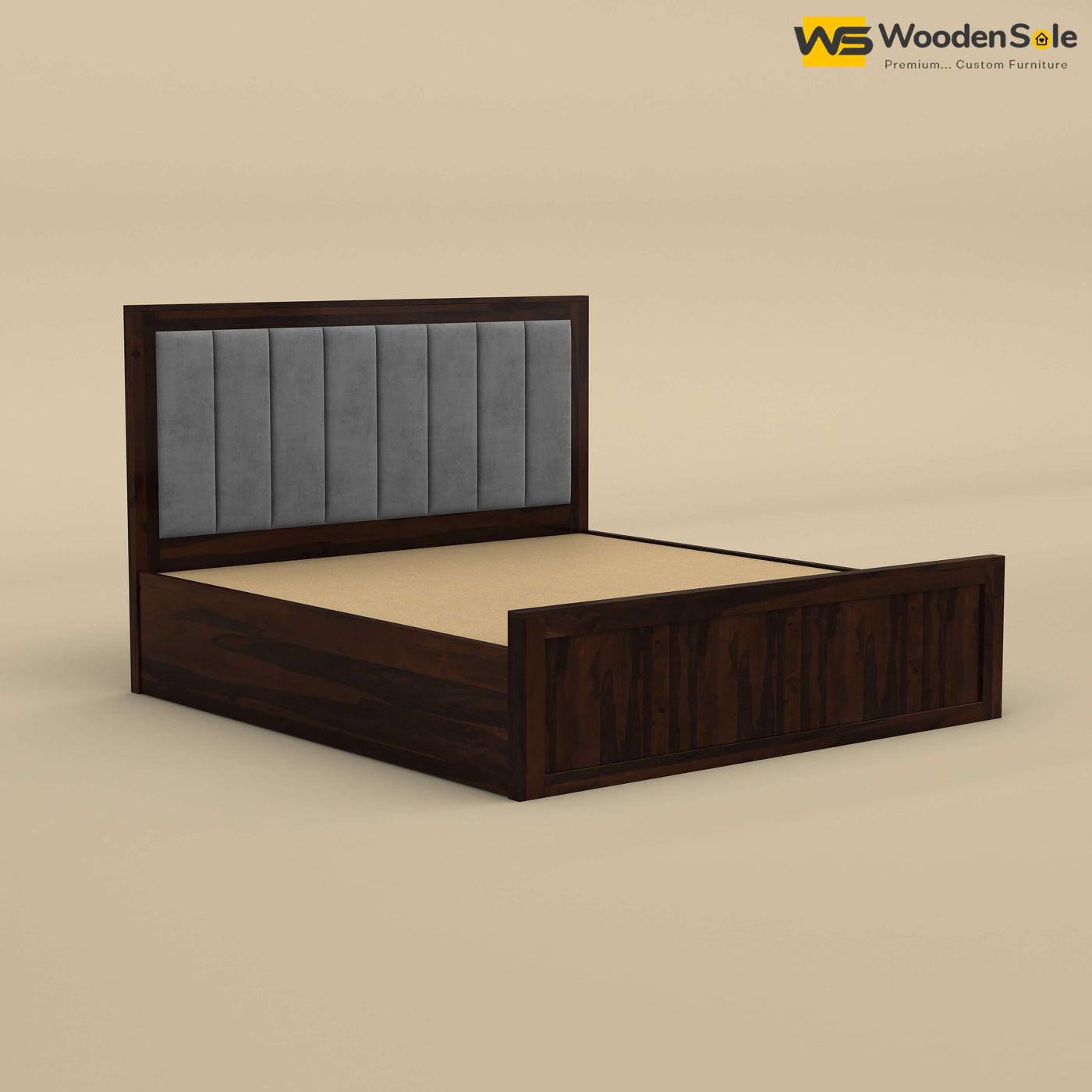 Hamza Hydraulic Storage Bed (King Size, Walnut Finish)