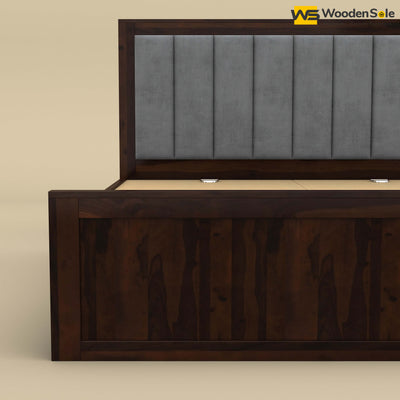 Hamza Drawer Storage Bed (King Size, Walnut Finish)