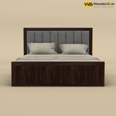 Hamza Without Storage Bed (King Size, Walnut Finish)