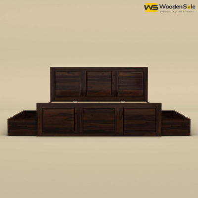 Big Diamond Drawer Storage Bed (King Size, Walnut Finish)