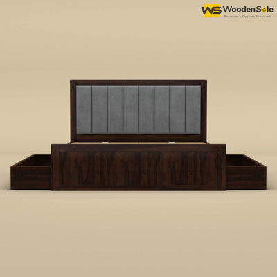 Hamza Drawer Storage Bed (King Size, Walnut Finish)