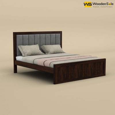 Hamza Without Storage Bed (King Size, Walnut Finish)