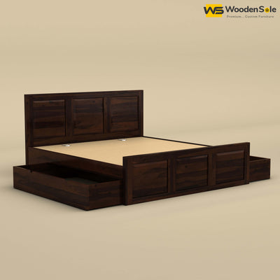 Big Diamond Drawer Storage Bed (King Size, Walnut Finish)