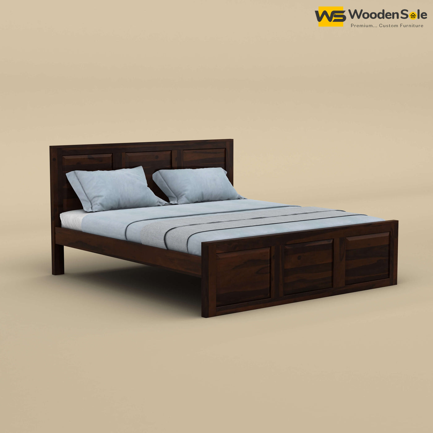 Big Diamond Without Storage Bed (King Size, Walnut Finish)