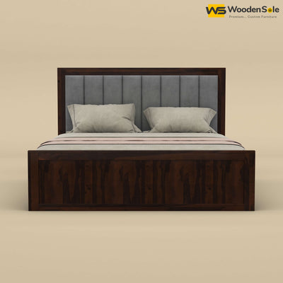 Hamza Box Storage Bed (King Size, Walnut Finish)