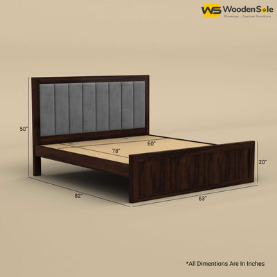 Hamza Without Storage Bed (Queen Size, Walnut Finish)