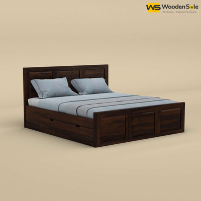 Big Diamond Drawer Storage Bed (King Size, Walnut Finish)