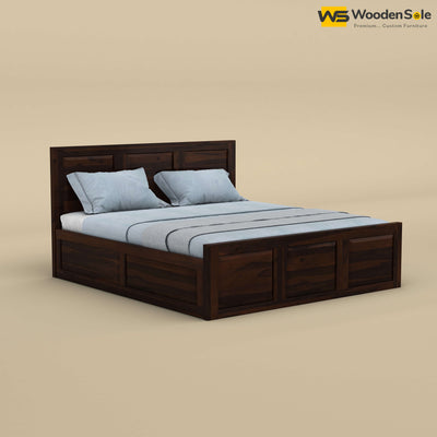 Big Diamond Box Storage Bed (King Size, Walnut Finish)