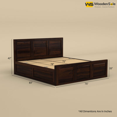 Big Diamond Box Storage Bed (King Size, Walnut Finish)