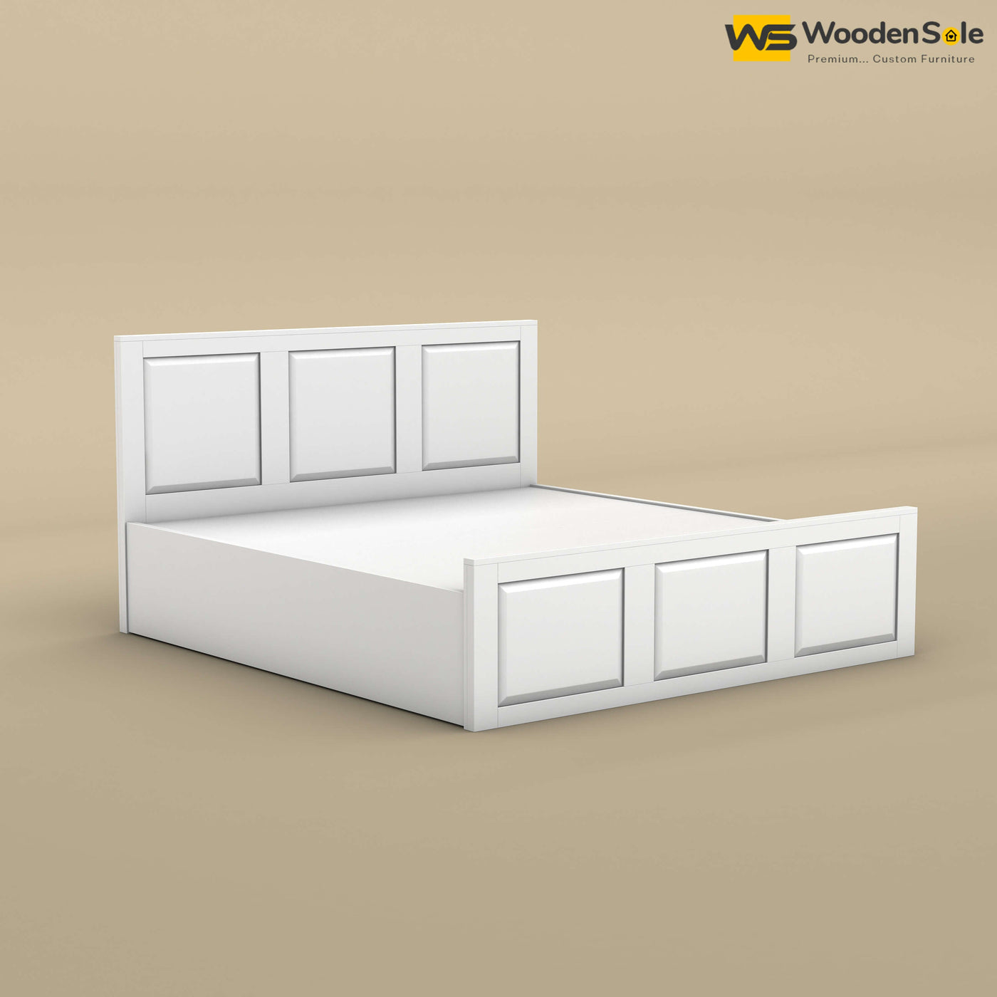 Big Diamond Hydraulic Storage Bed (King Size, White Finish)