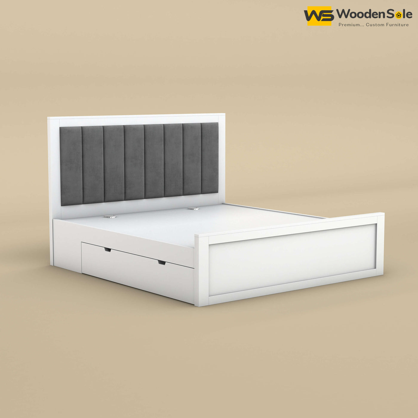 Hamza Drawer Storage Bed (King Size, White Finish)