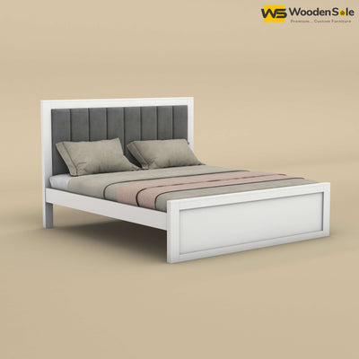 Hamza Without Storage Bed (King Size, White Finish)