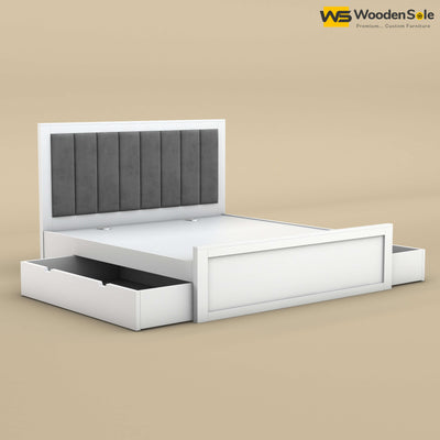 Hamza Drawer Storage Bed (King Size, White Finish)