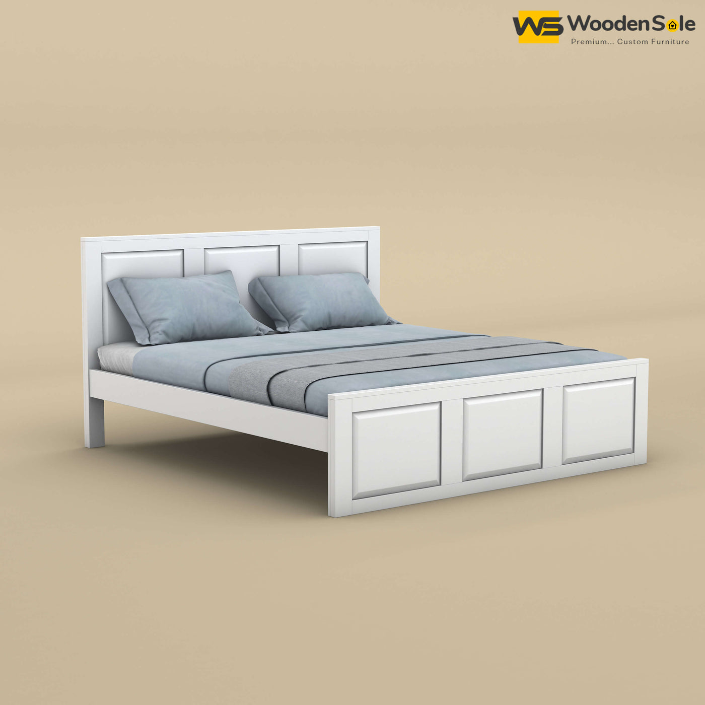 Big Diamond Without Storage Bed (King Size, White Finish)