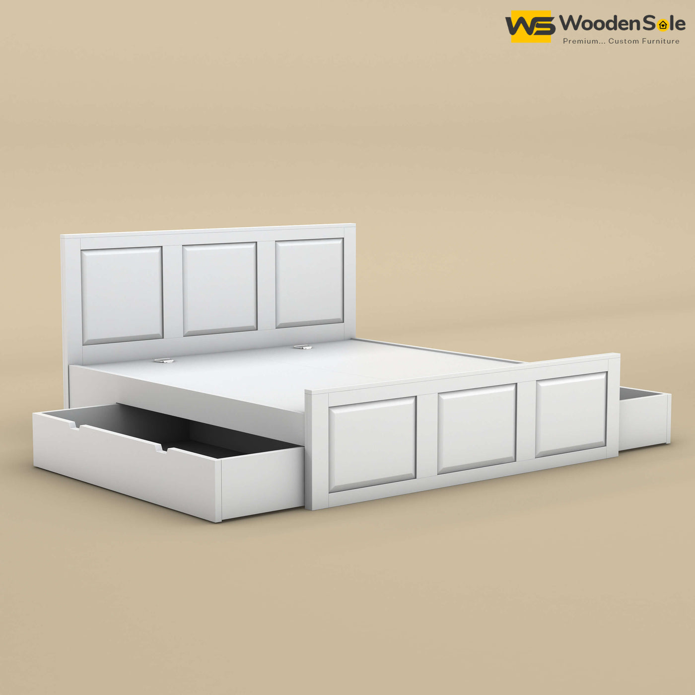 Big Diamond Drawer Storage Bed (King Size, White Finish)