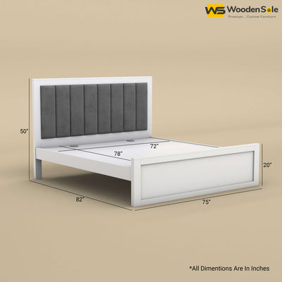 Hamza Without Storage Bed (King Size, White Finish)
