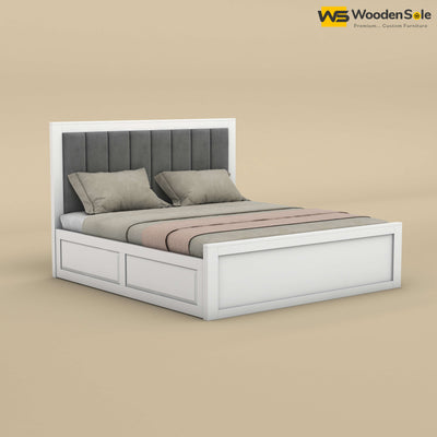 Hamza Box Storage Bed (King Size, White Finish)