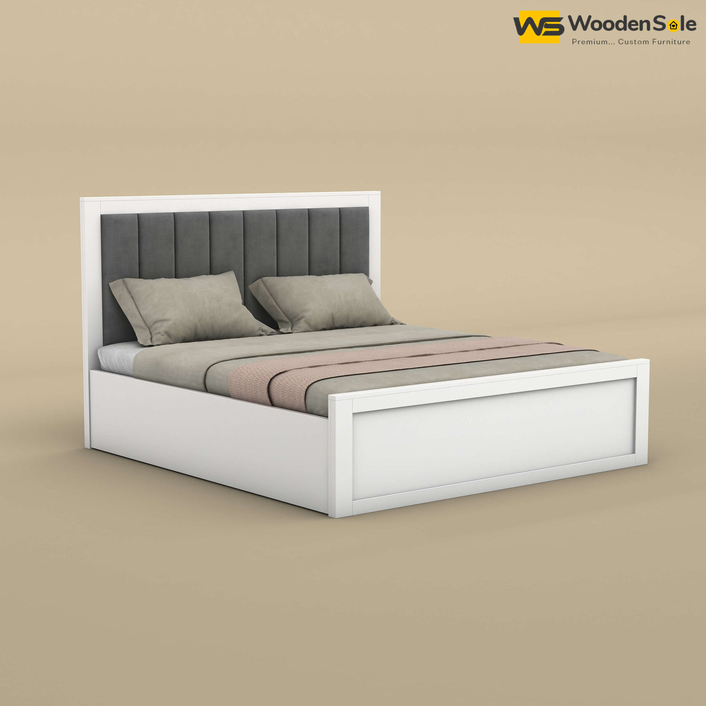 Hamza Hydraulic Storage Bed (King Size, White Finish)