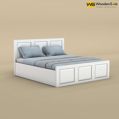 Big Diamond Hydraulic Storage Bed (King Size, White Finish)