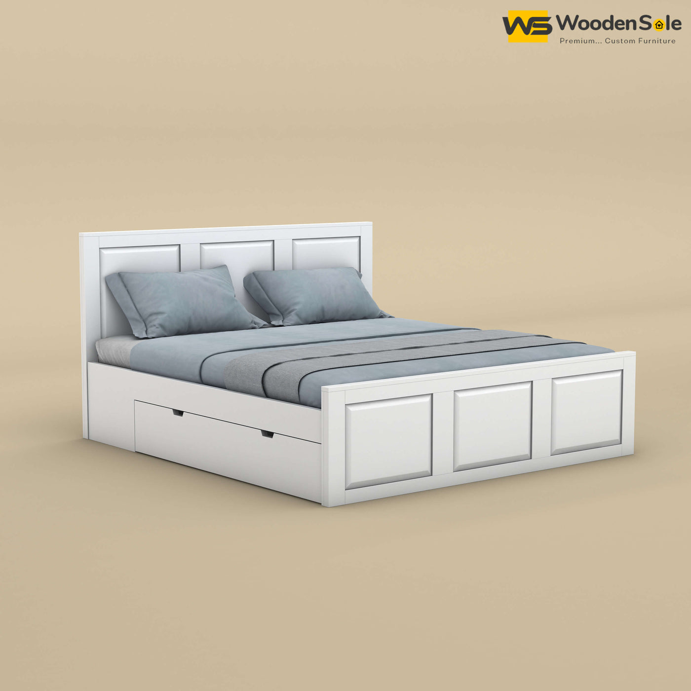 Big Diamond Drawer Storage Bed (King Size, White Finish)