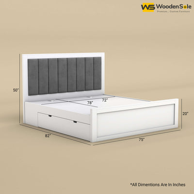 Hamza Drawer Storage Bed (King Size, White Finish)