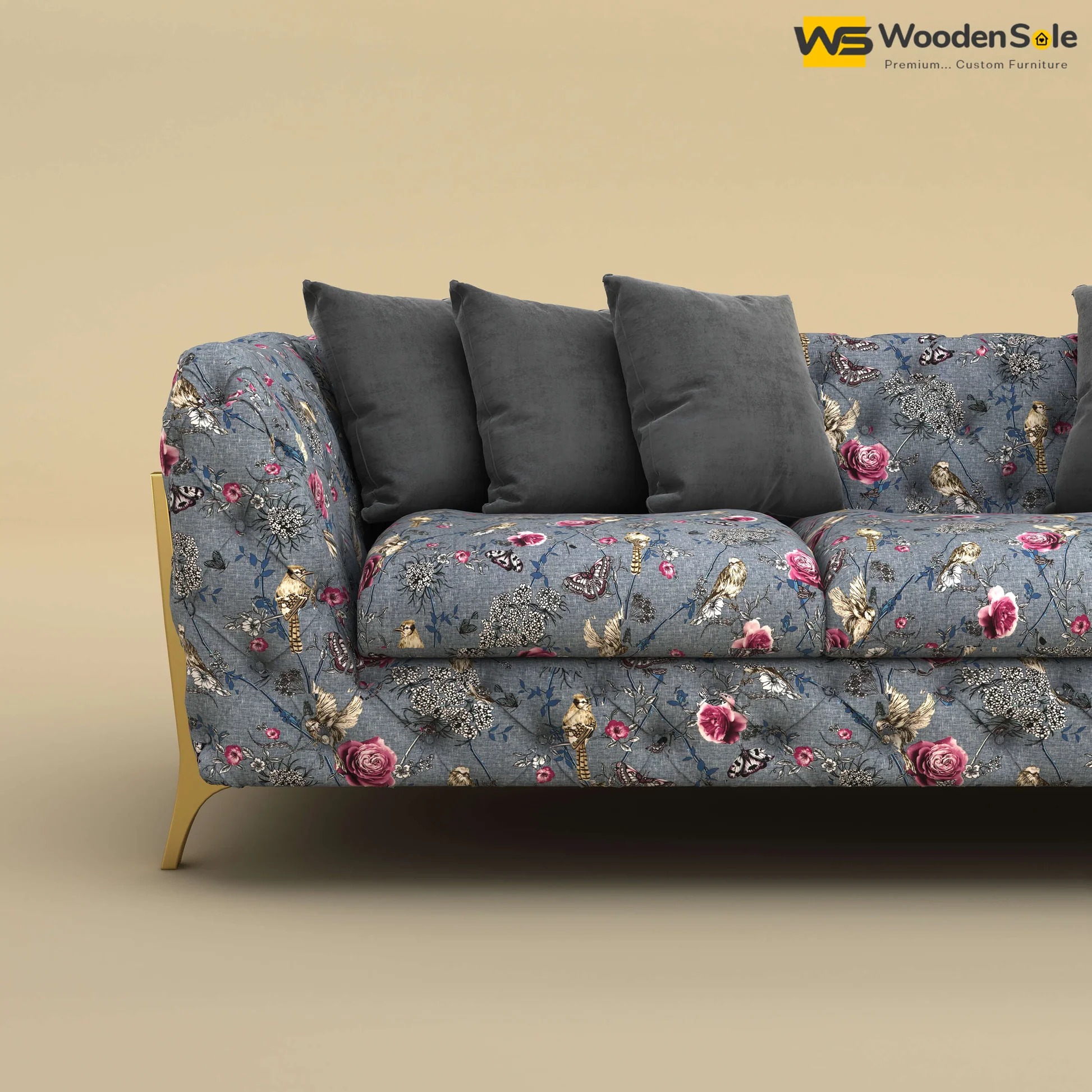 Adhira 3 Seater Premium Sofa (Cotton, Floral Printed)
