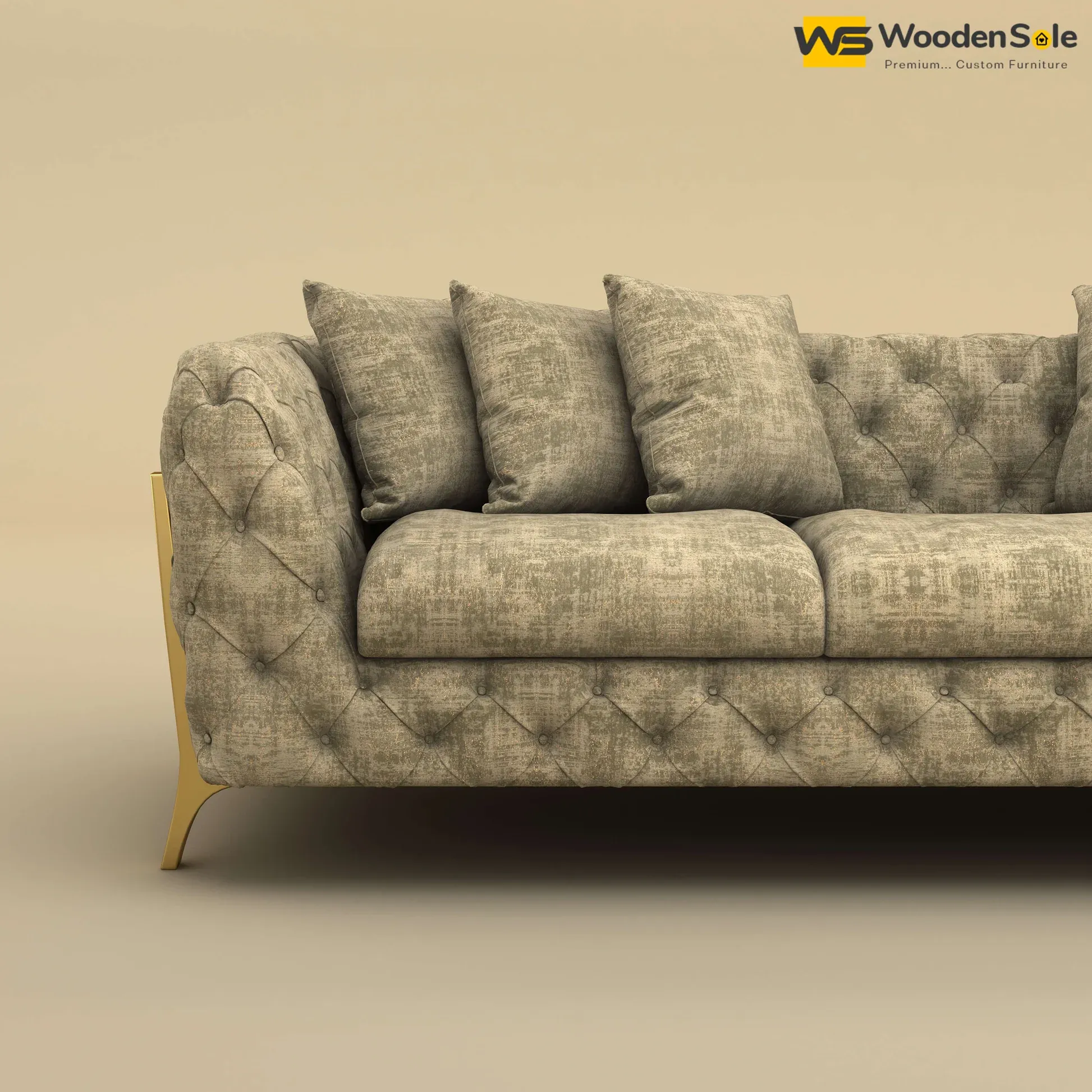 Adhira 3 Seater Premium Sofa (Cotton, Patchy Cream)