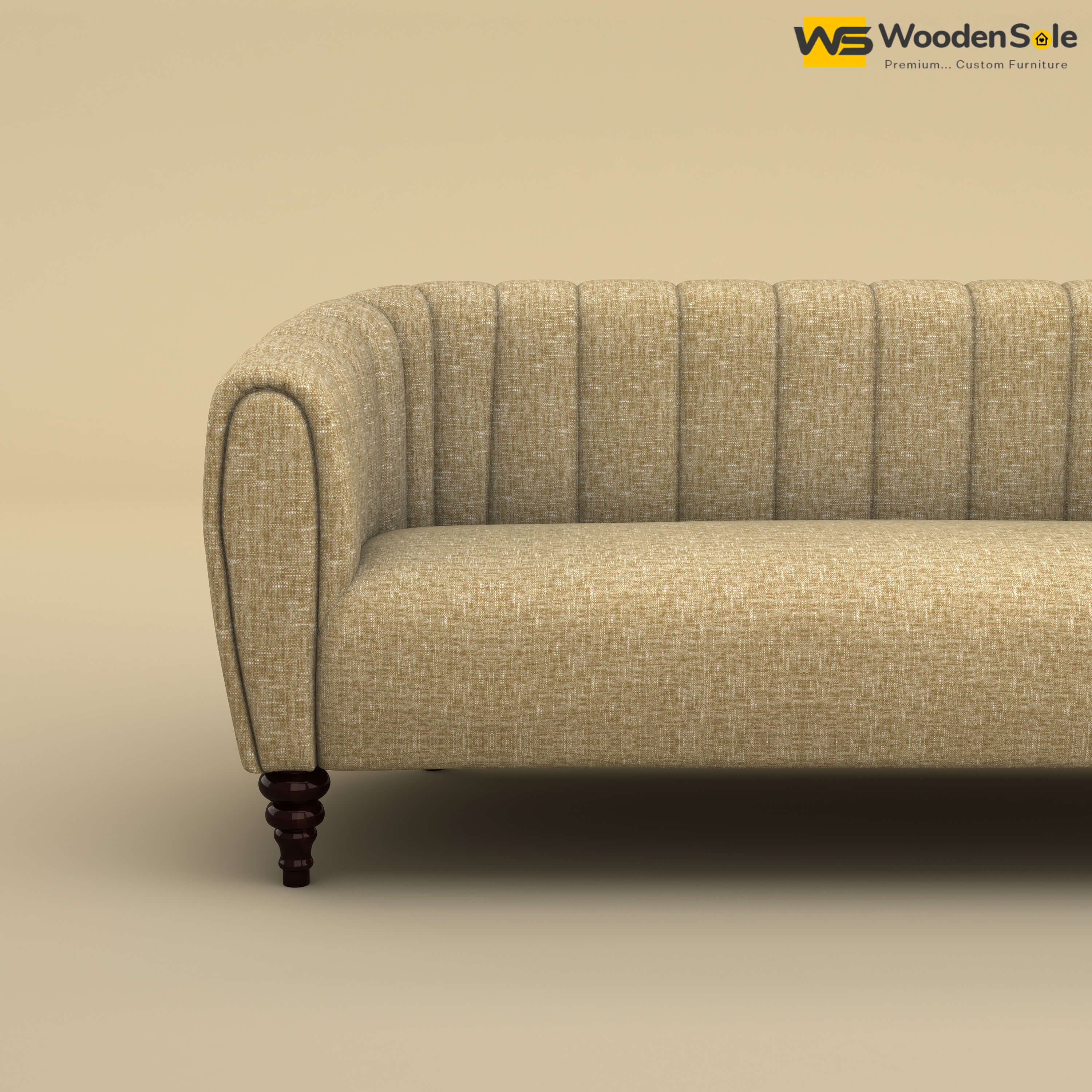 Amaya Three Seater Fabric Sofa (Cotton, Faux Cream)