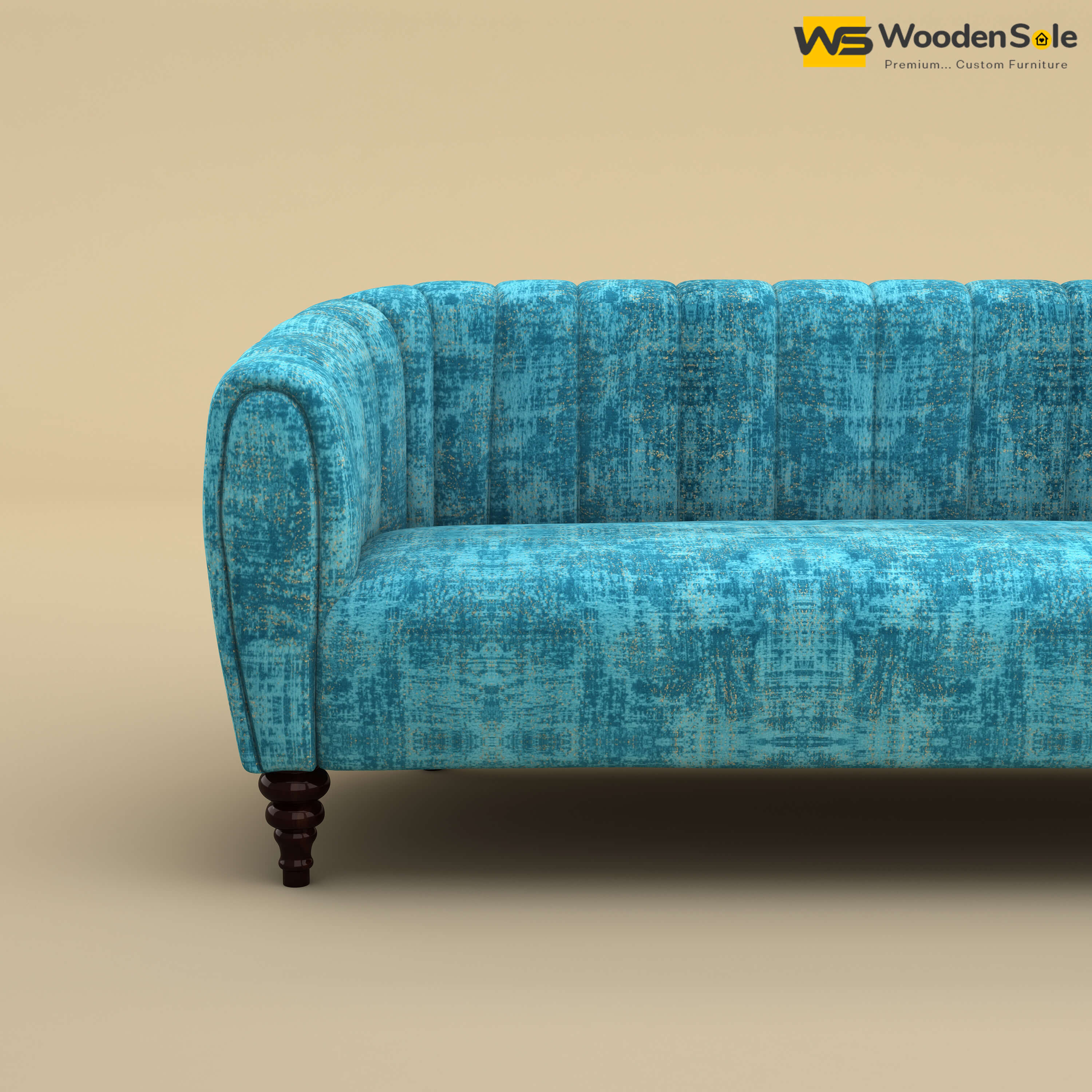 Amaya Three Seater Fabric Sofa (Cotton, Teal Blue)